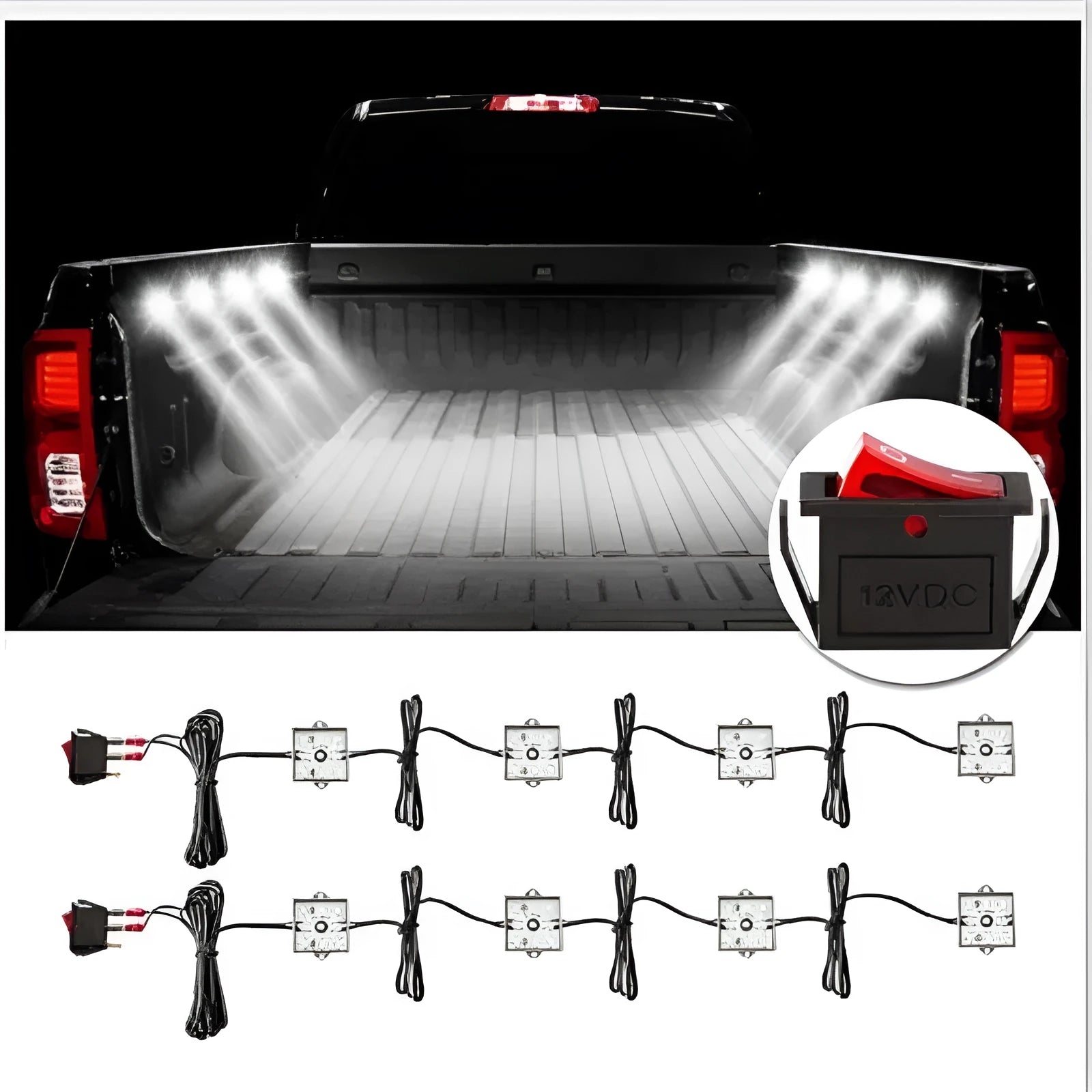 Pickup truck cabin LED atmosphere light with 5730 chips 12V 20W pure white iron shell