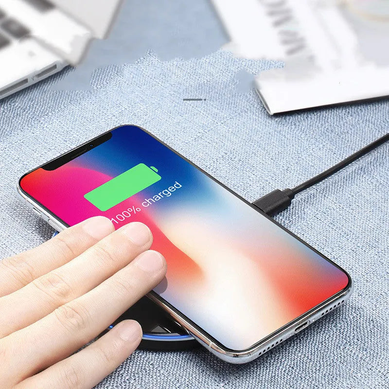 10W mirror wireless charger with compact slim design in black finish