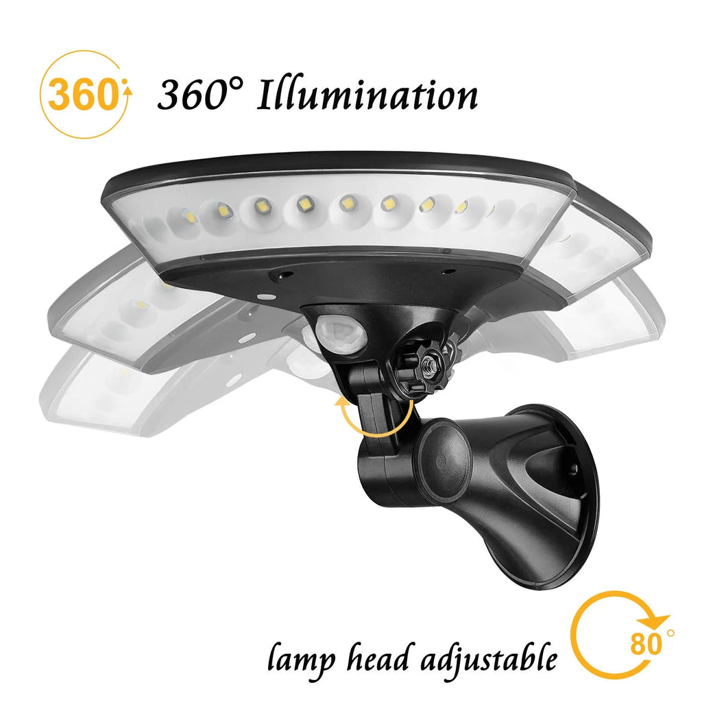 360 degree luminous solar outdoor light with motion sensor and IP65 waterproof rating