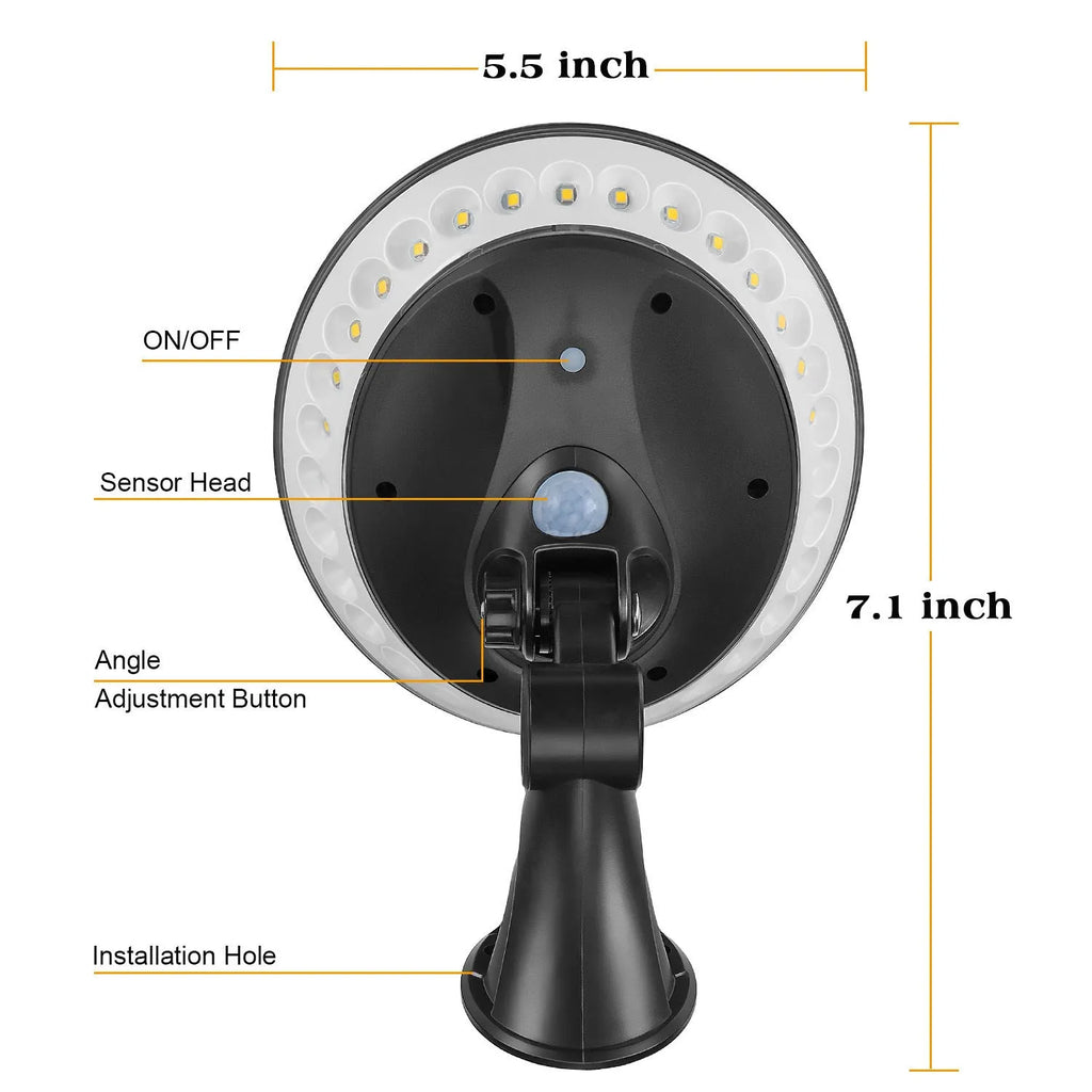 360 degree luminous solar outdoor light with motion sensor and IP65 waterproof rating