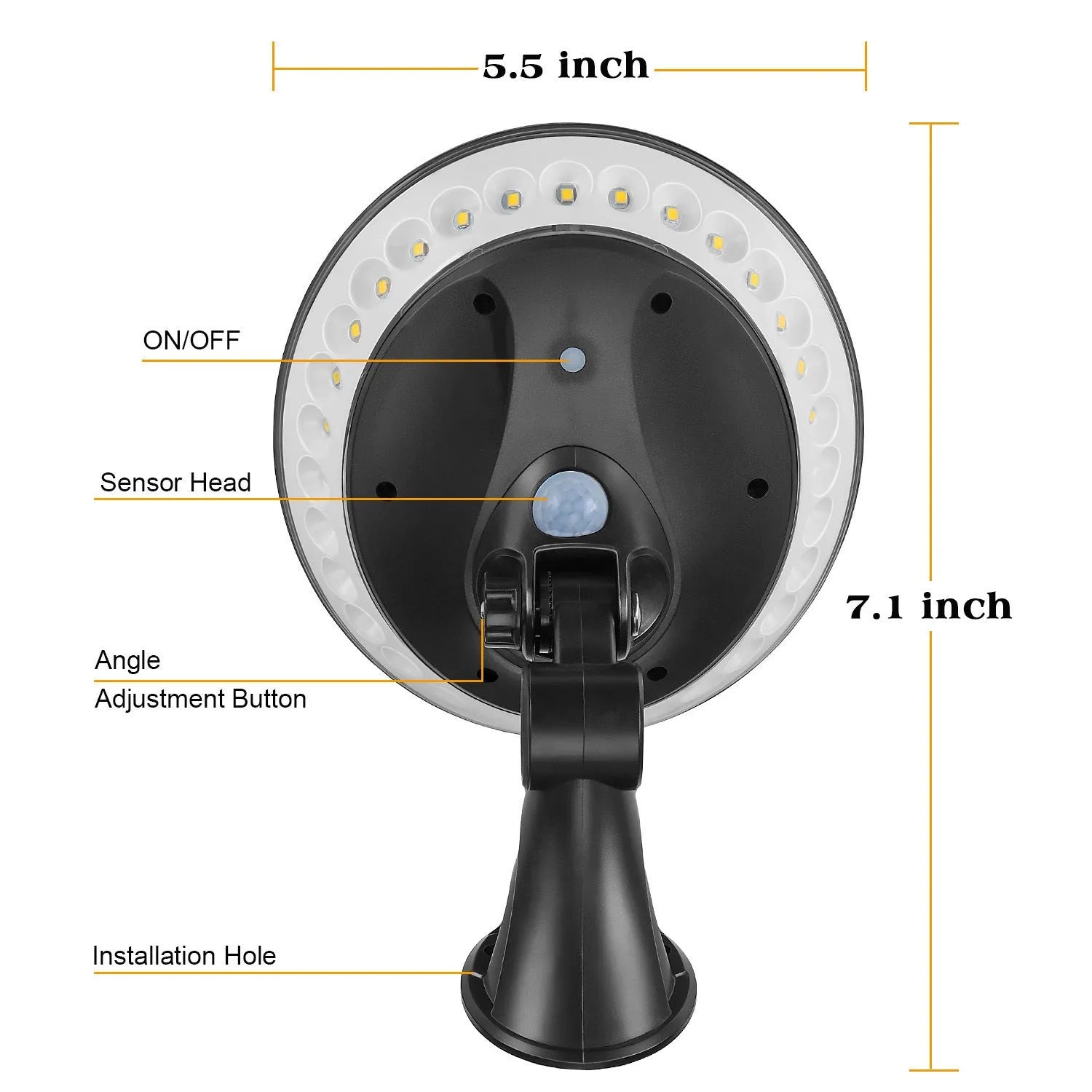 360 degree luminous solar outdoor light with motion sensor and IP65 waterproof rating