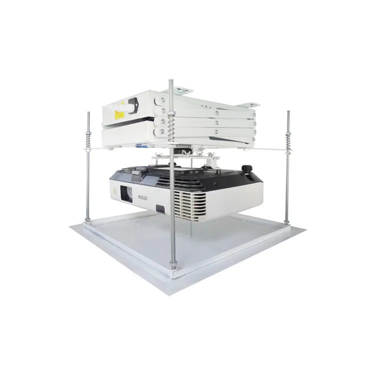 Electric projector ceiling hanger with ultra-thin chassis and wireless remote control for height adjustment