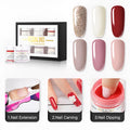 3-in-1 polymer powder nail kit with 6 colour containers, 88x32x123mm, for dipping and acrylic nail art