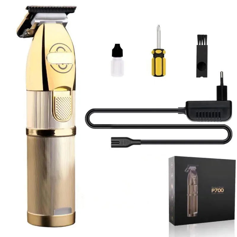 Gold colour professional hair clipper with cordless capability and 25W power motor