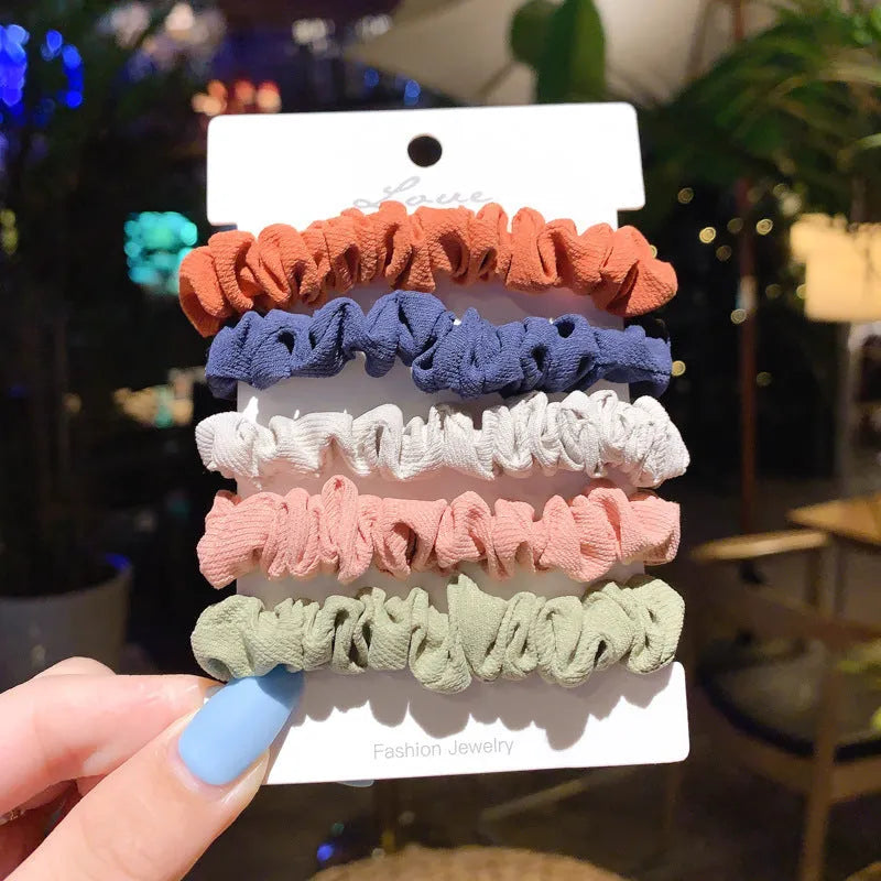 Children's 20-piece hair ring and hairpin set in autumn colours and macaron tones
