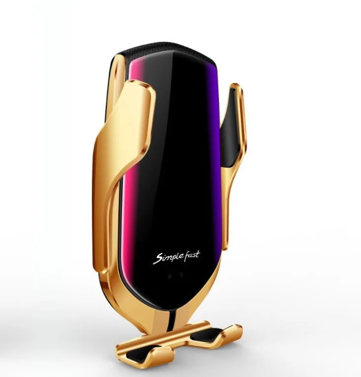 Magic Clip R1 automatic car phone holder with wireless charging in gold or silver colour