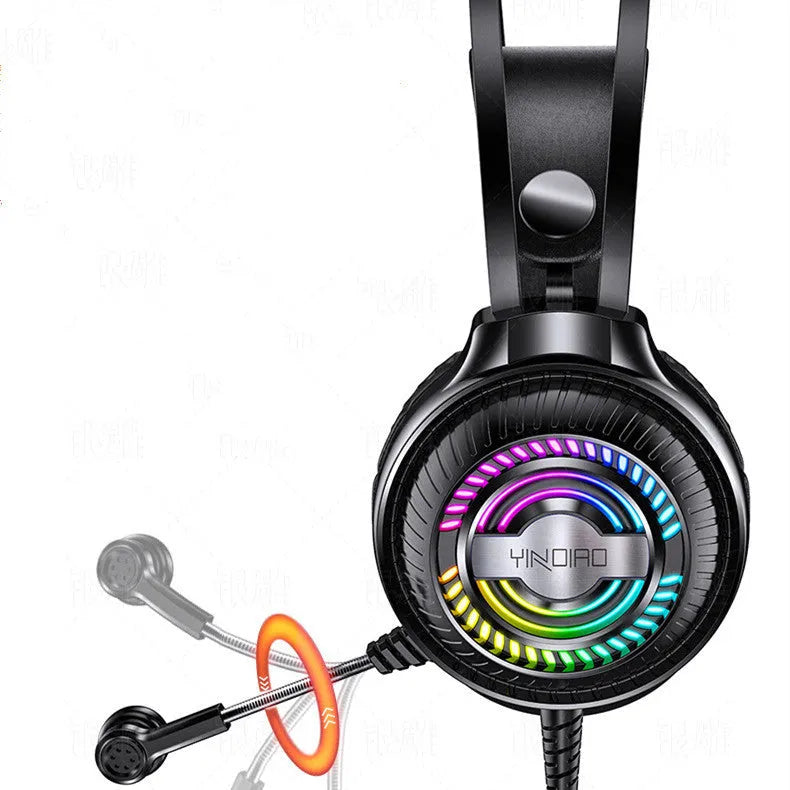 Black wired computer headset with head-mounted design, protein earmuffs, and 3.5mm straight plug