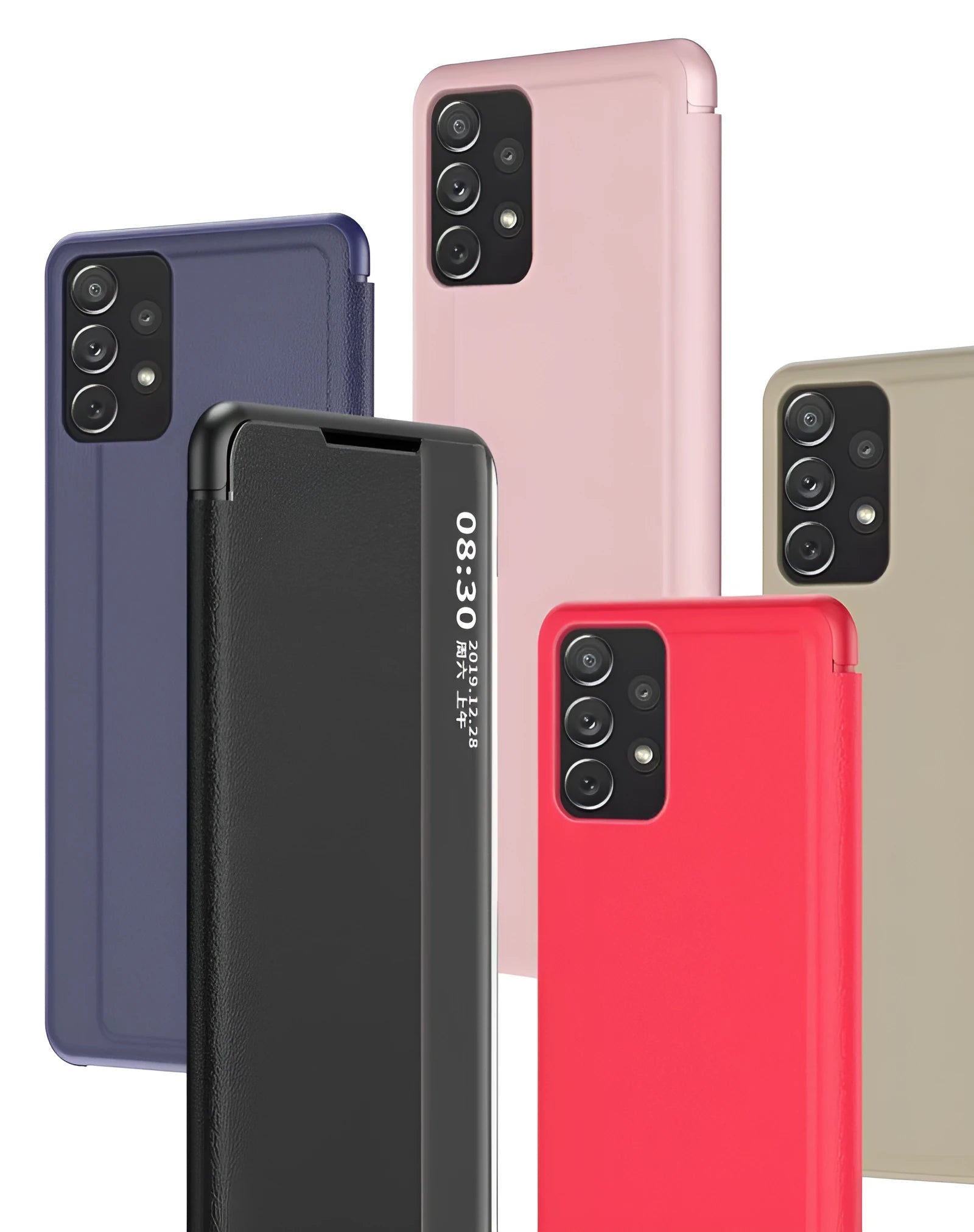 Samsung Galaxy A32 5G flip leather phone case in black with window view and shockproof cover