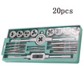 20-piece metric tap and die set with alloy steel tools and wrench included