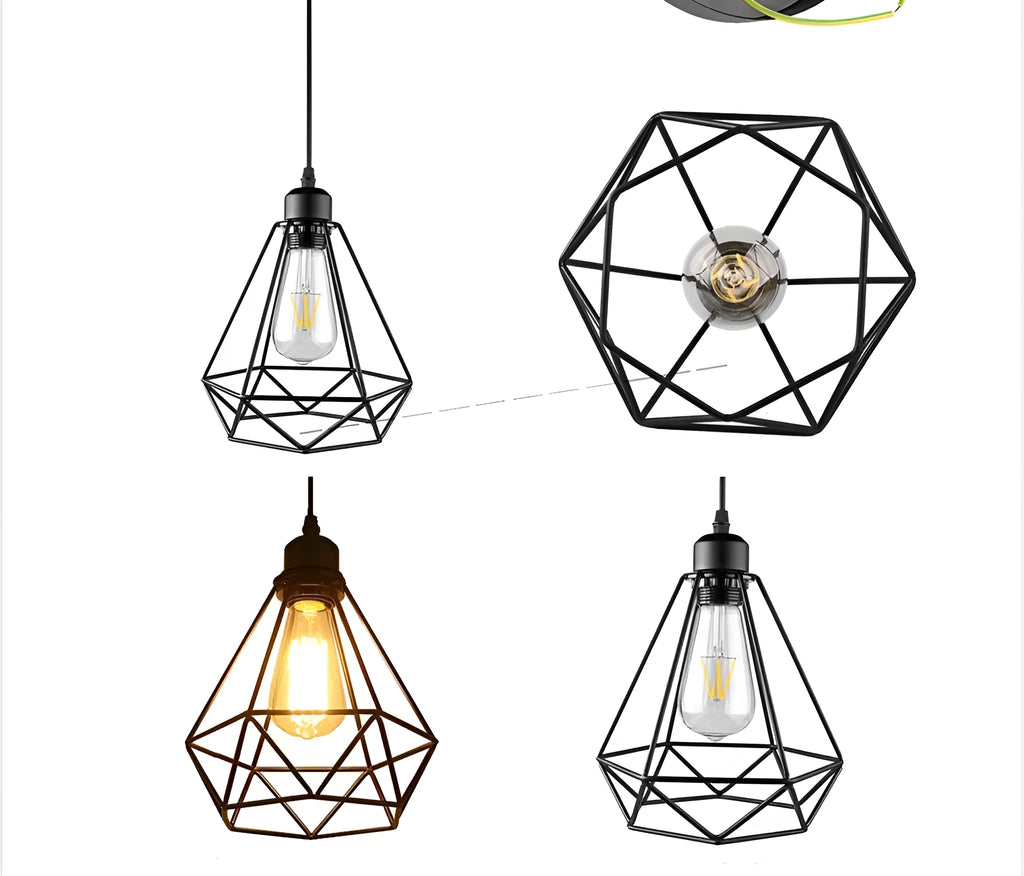 Black iron Nordic-style retractable chandelier ceiling light with LED lights.