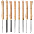 High-end 8-piece wooden box containing chrome vanadium steel woodturning tools