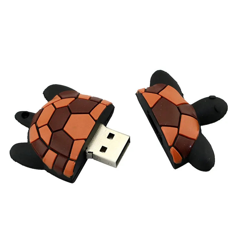Creative cartoon turtle USB flash drive in green colour with capacity options from 4GB to 64GB