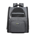 Breathable pet backpack in black, grey and pink with soft handle and vertical square shape