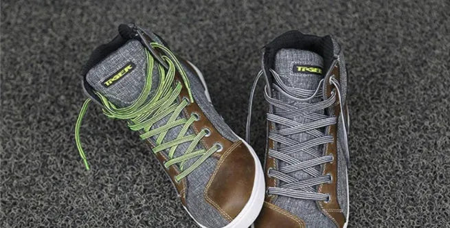 Black motorcycle riding shoes with casual short boot design for summer use
