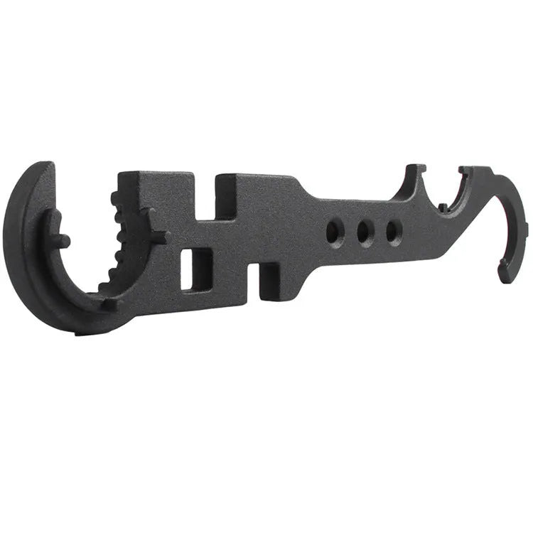 Black all-steel dual-purpose combination wrench for AR15 M4 firearm maintenance.