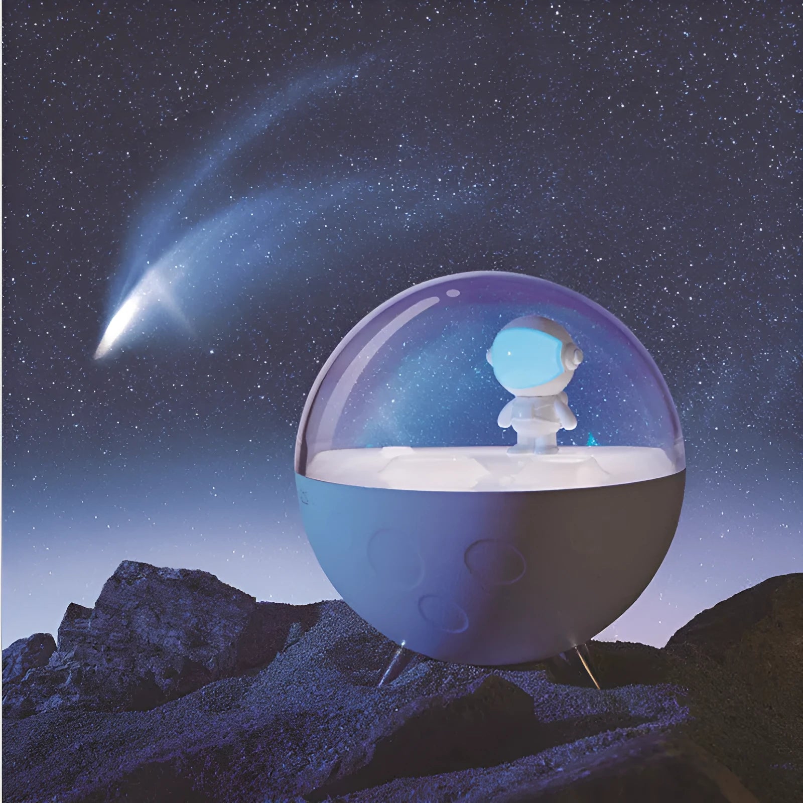 USB cartoon night light with plastic shade in modern simple design showing button switch and LED illumination