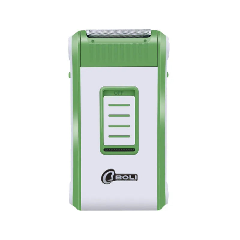 Photo colour reciprocating double-layer net electric shaver with ABS plastic body.