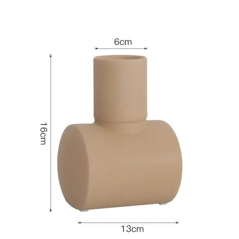 Nordic Morandi style hammer ceramic vase in colour glaze finish