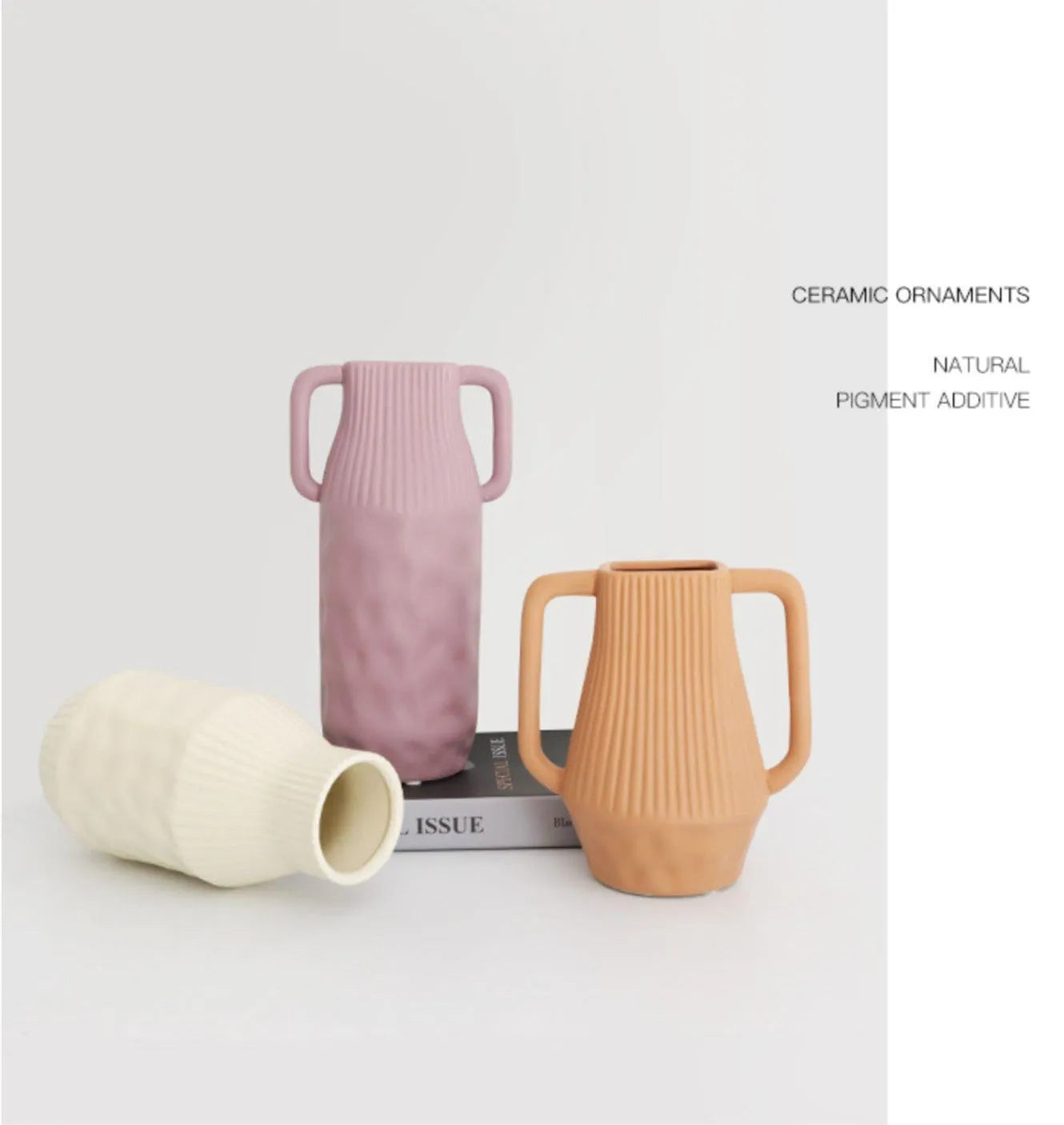 Nordic Morandi style hammer ceramic vase in colour glaze finish