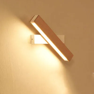 Wooden adjustable LED wall lamp in modern design with black or white finish options