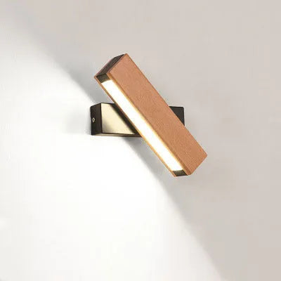 Wooden adjustable LED wall lamp in modern design with black or white finish options