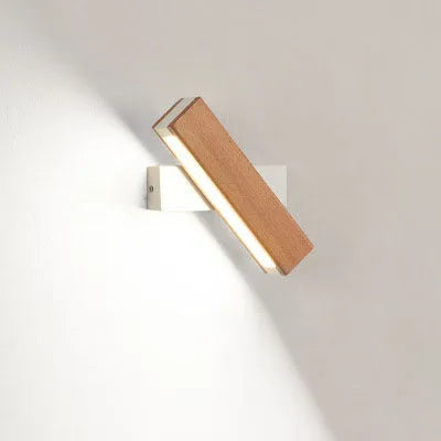 Wooden adjustable LED wall lamp in modern design with black or white finish options