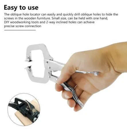 Black aluminium alloy woodworking perforation locator tool with drill bits and sleeves