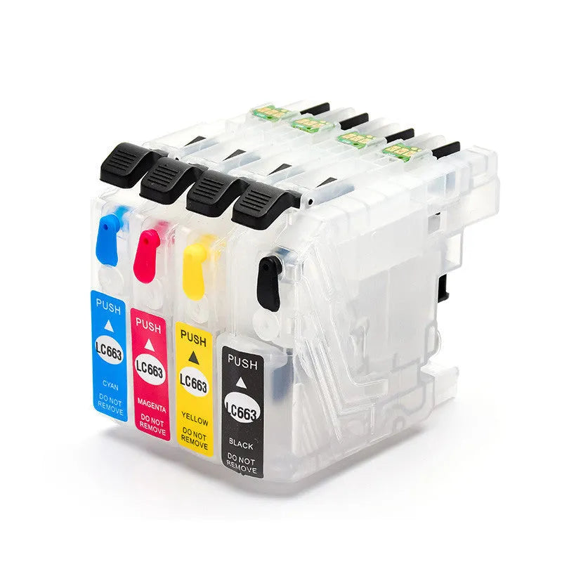 Brother printer refill cartridge compatible with LC663 LC665 LC669 colours black blue red yellow empty or full ink