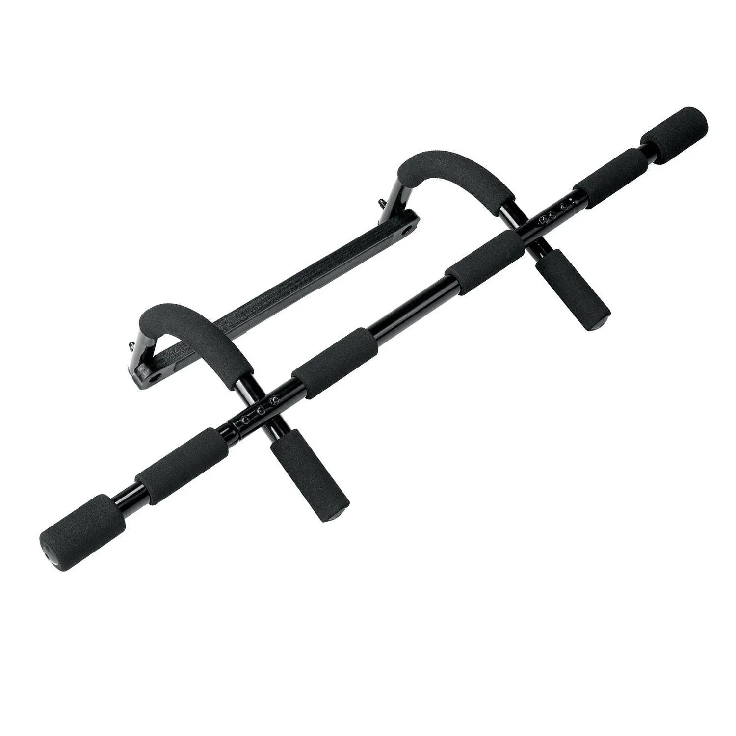 Black steel wall-mounted pull-up bar for indoor home fitness training