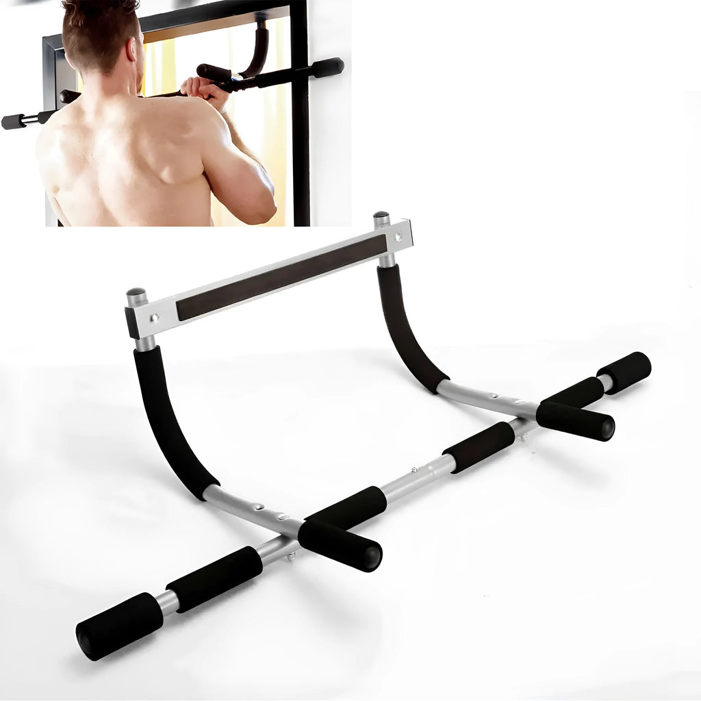 Black steel wall-mounted pull-up bar for indoor home fitness training