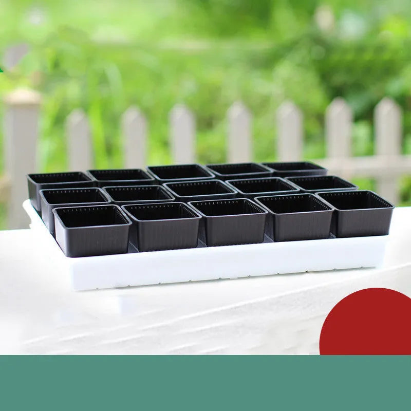Meishi black and white resin succulent flower pots with plastic tray for indoor plants.