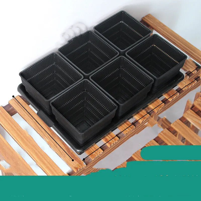 Meishi black and white resin succulent flower pots with plastic tray for indoor plants.