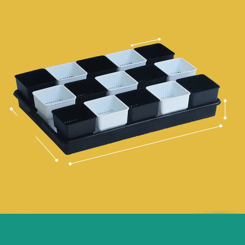 Meishi black and white resin succulent flower pots with plastic tray for indoor plants.