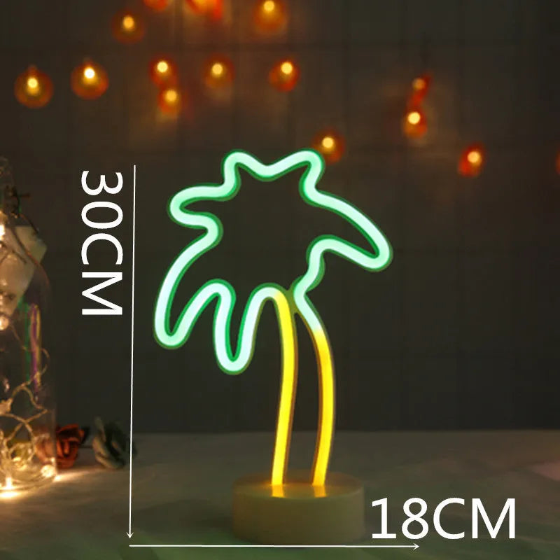 Green neon light base model with USB and battery dual power for romantic confession trunk surprise