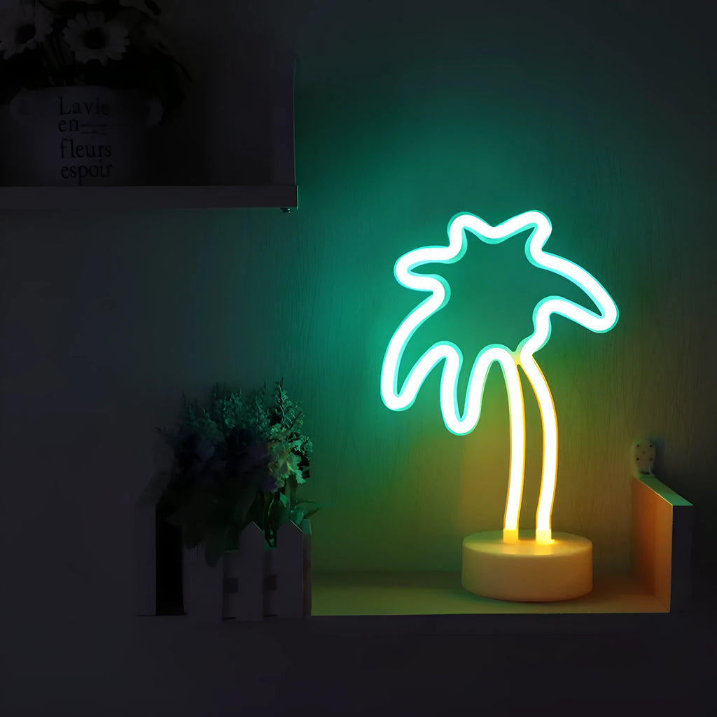 Green neon light base model with USB and battery dual power for romantic confession trunk surprise