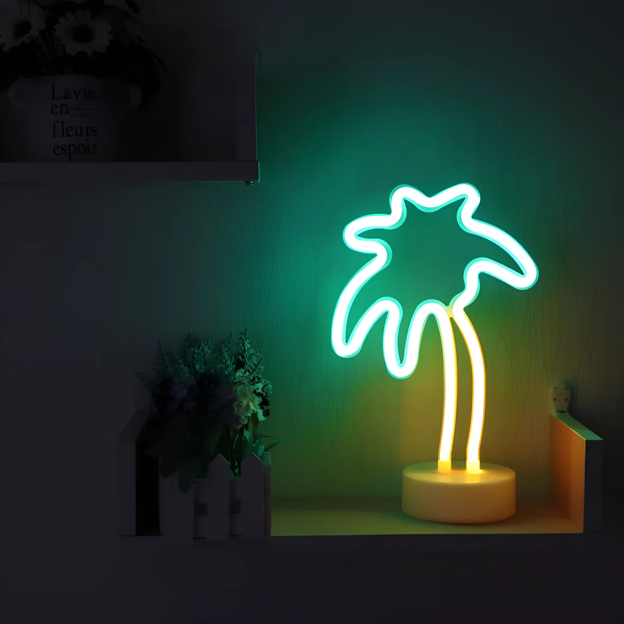 Green neon light base model with USB and battery dual power for romantic confession trunk surprise