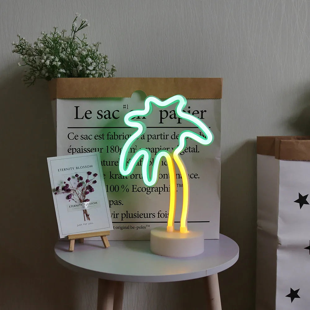 Green neon light base model with USB and battery dual power for romantic confession trunk surprise