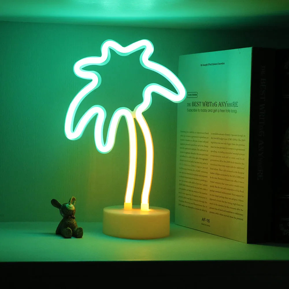 Green neon light base model with USB and battery dual power for romantic confession trunk surprise