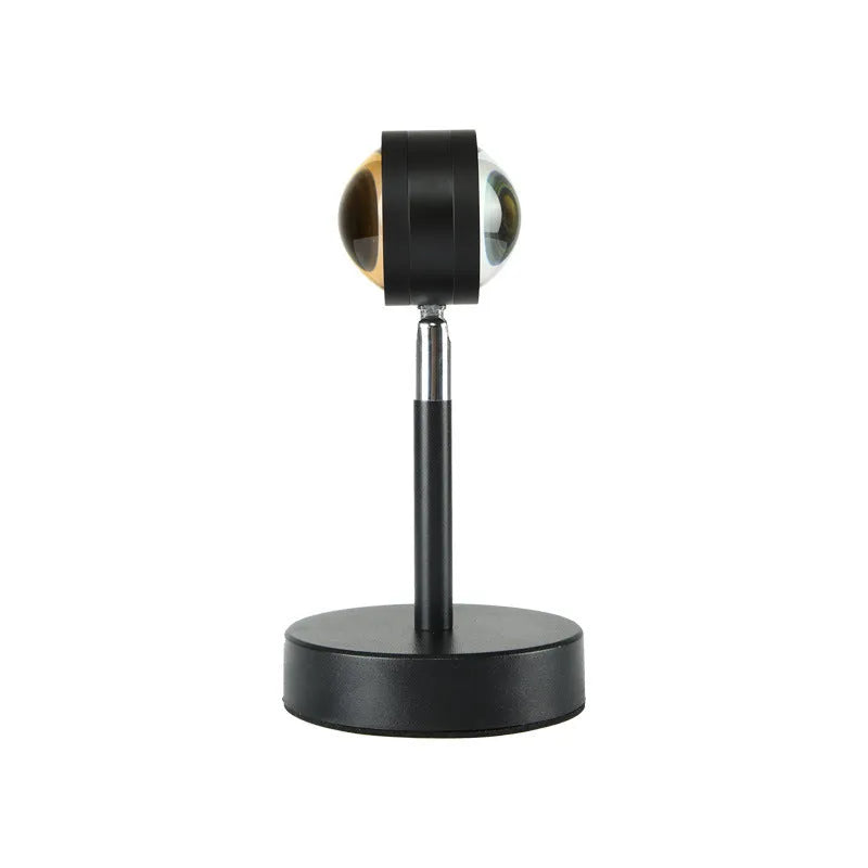 Black USB dual-head sunset rainbow projection lamp with touch switch and compact design
