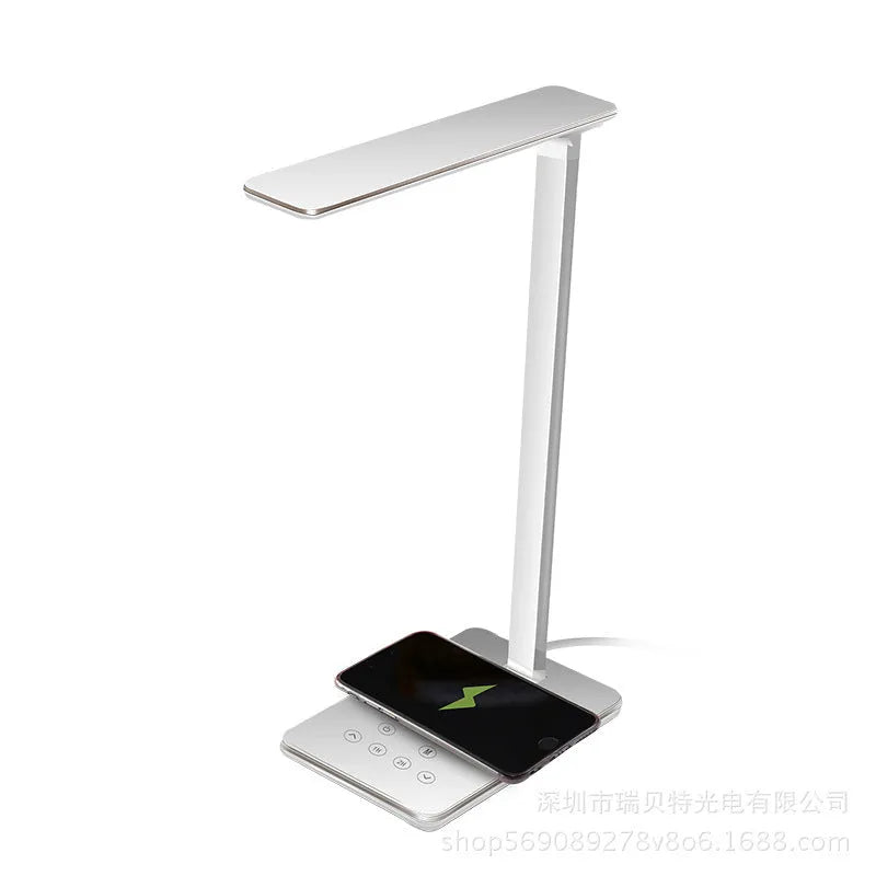 Wireless charging desk lamp with touch controls in black or white colour options
