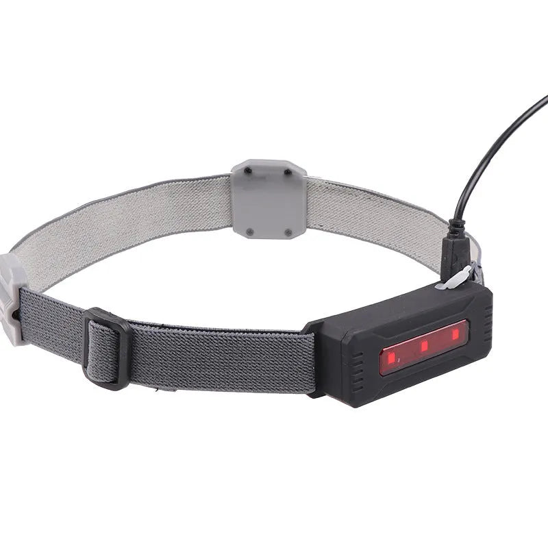 COB LED red light headlight with ABS housing and micro USB charging