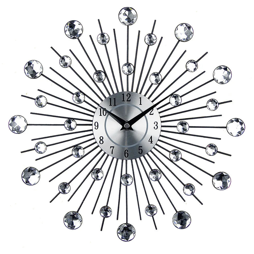 33cm silver round wall clock with metal shell and aluminium dial