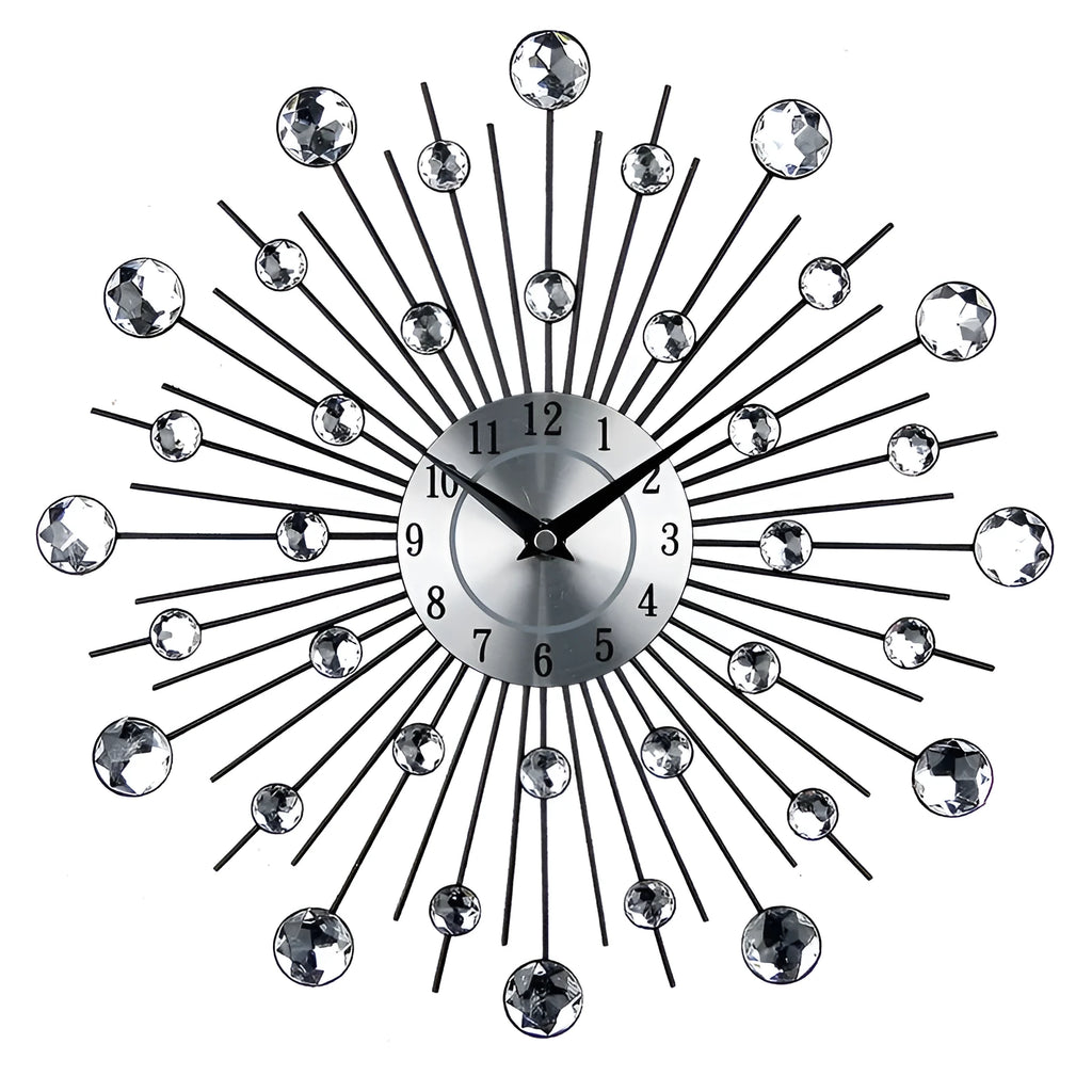 33cm silver round wall clock with metal shell and aluminium dial