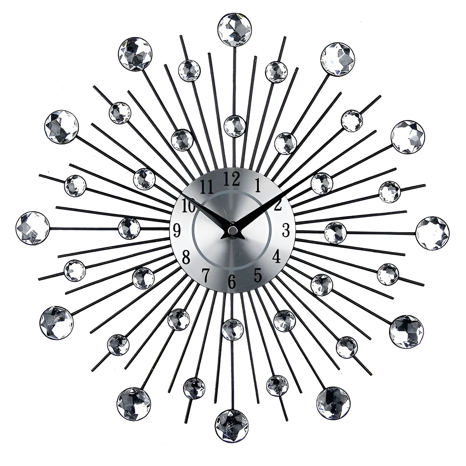 33cm silver round wall clock with metal shell and aluminium dial