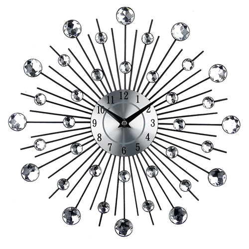 33cm silver round wall clock with metal shell and aluminium dial