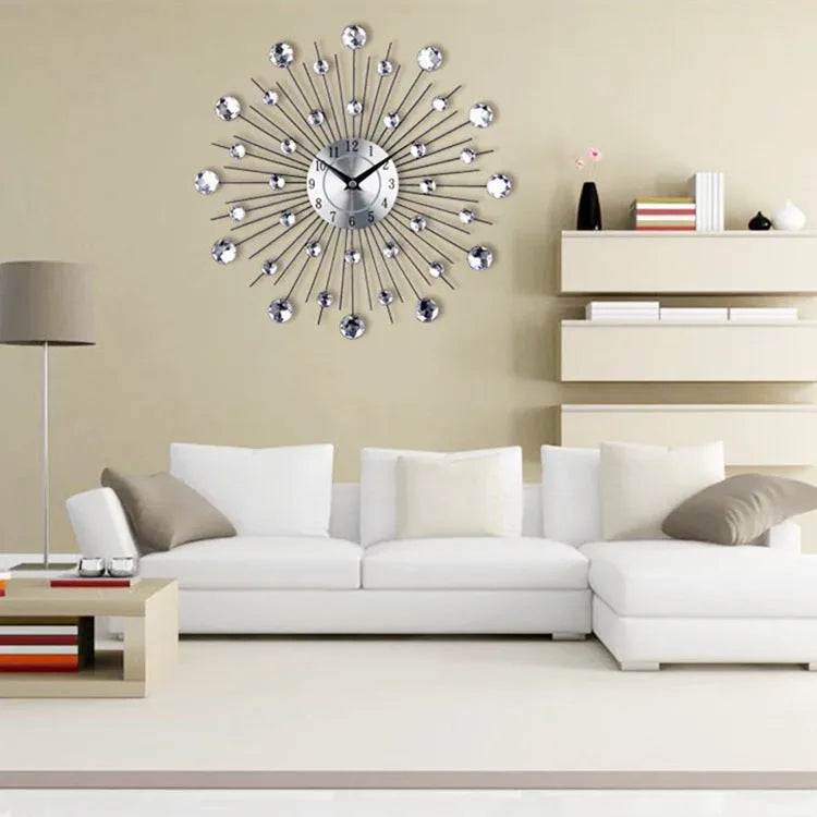 33cm silver round wall clock with metal shell and aluminium dial