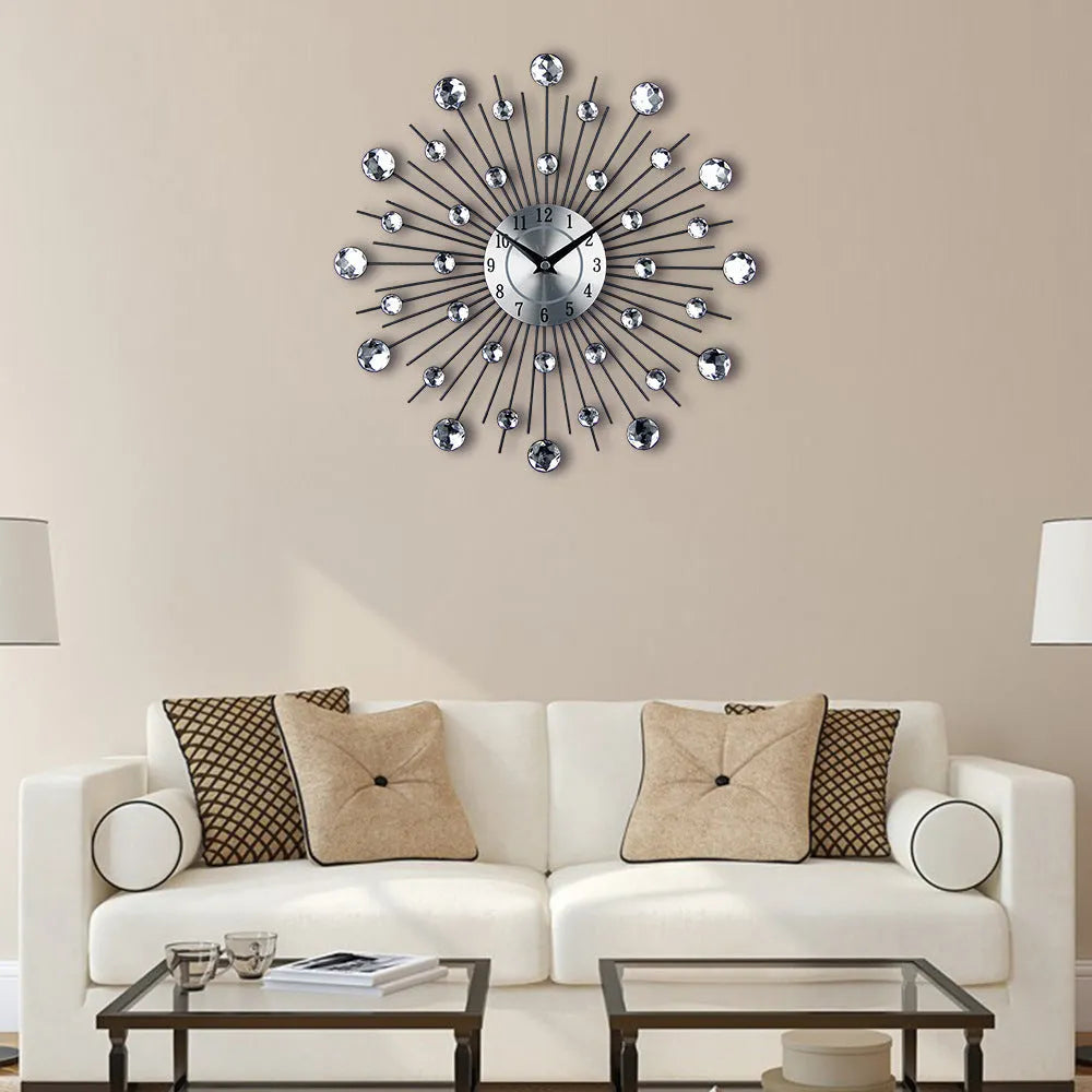 33cm silver round wall clock with metal shell and aluminium dial