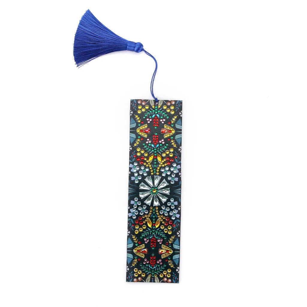 Diamond painting mandala flower bookmark craft kit with special-shaped diamond round rhinestones on leather backing