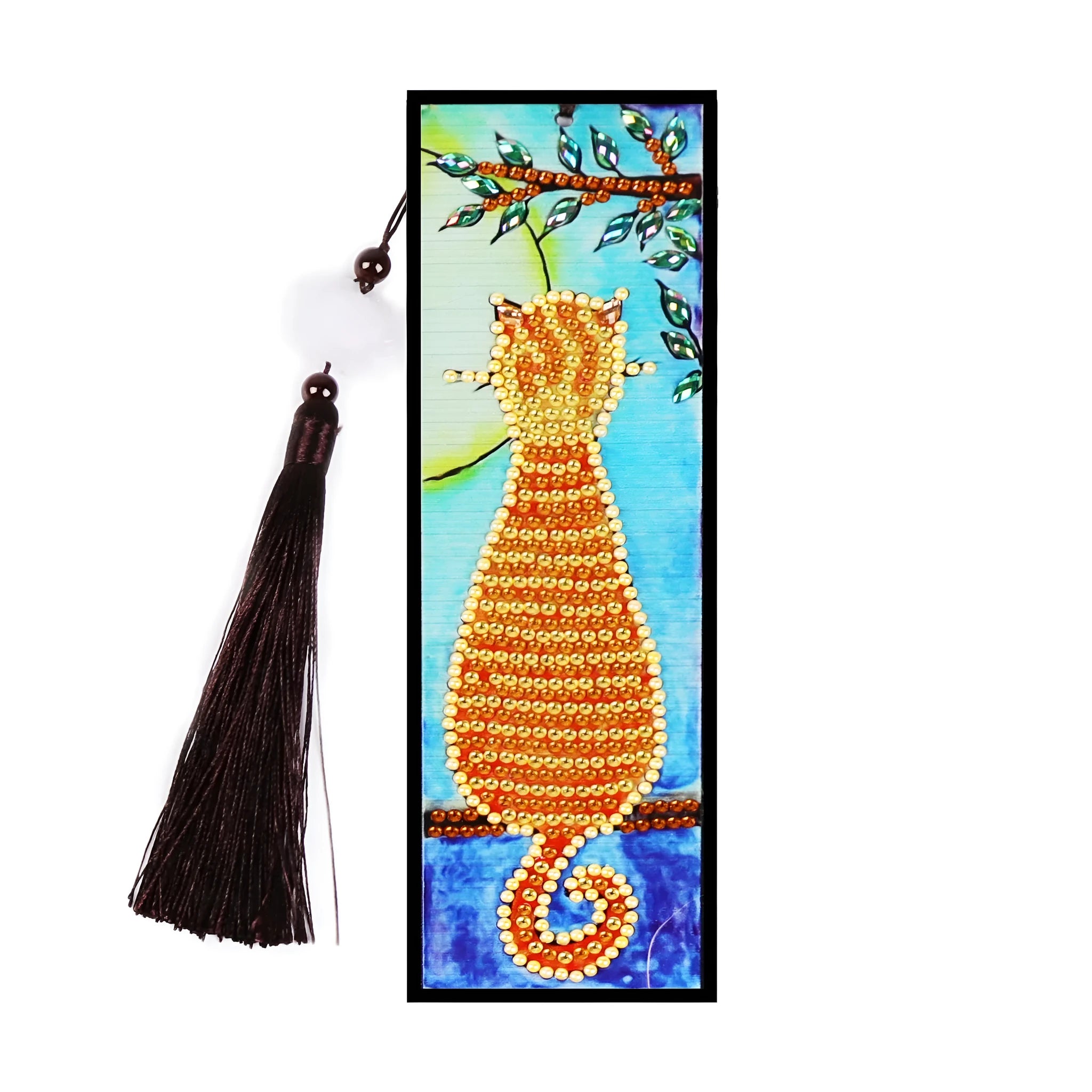 DIY diamond painting bookmark with mandala flower design using crystal 5D diamond dots on PVC material