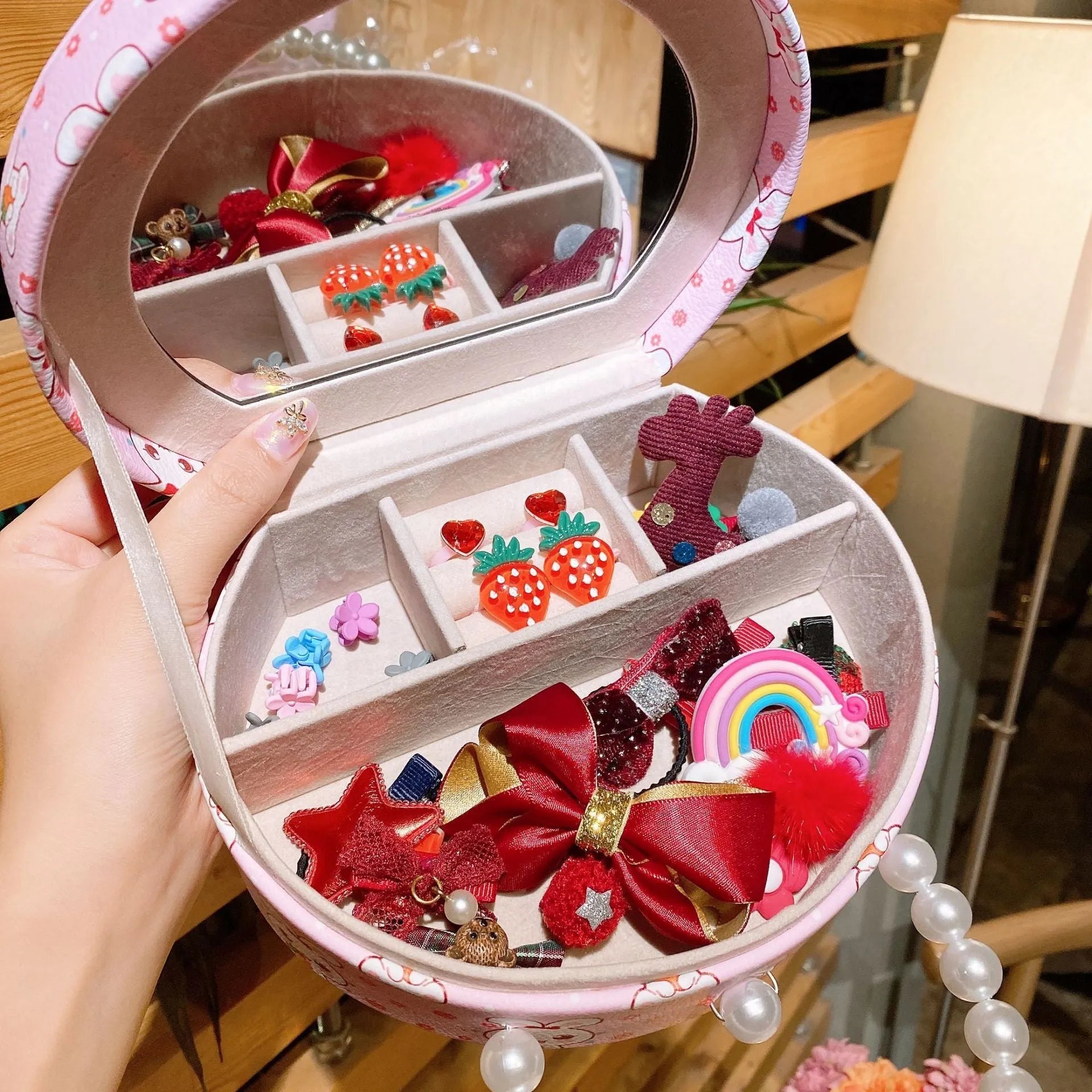Cocoli series children's fabric hair clip princess headdress jewellery set with 26 pieces in storage box